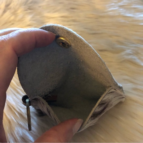 The Providence Story hair on hide coin card case snap closure raw lining - Picture 4 of 6